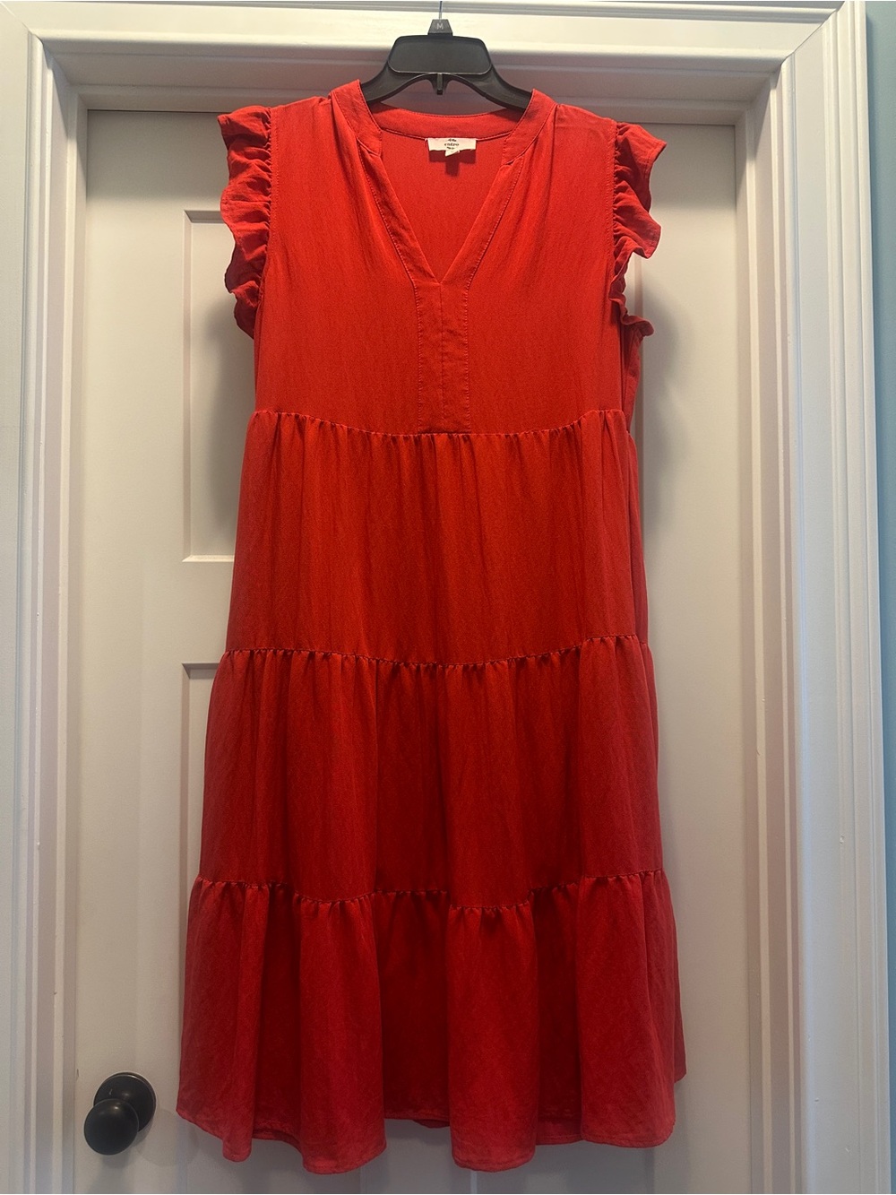 Women’s ' Red Entro Tiered Ruffle Sleeve Dress